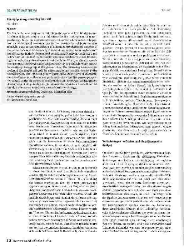 Vorschauseite 2: Die Suche der Neuropsychologie nach sich selbst