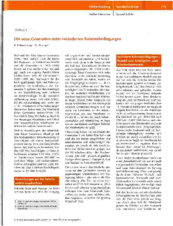Vorschauseite 1: Die neue Generation unter veränderten Rahmenbedingungen