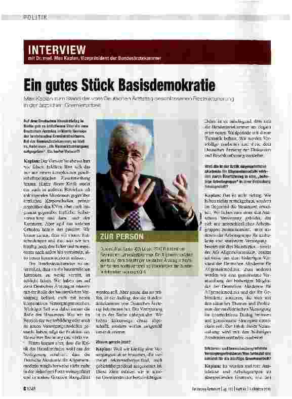 Vorschauseite 1: Ein gutes Stück Basisdemokratie
