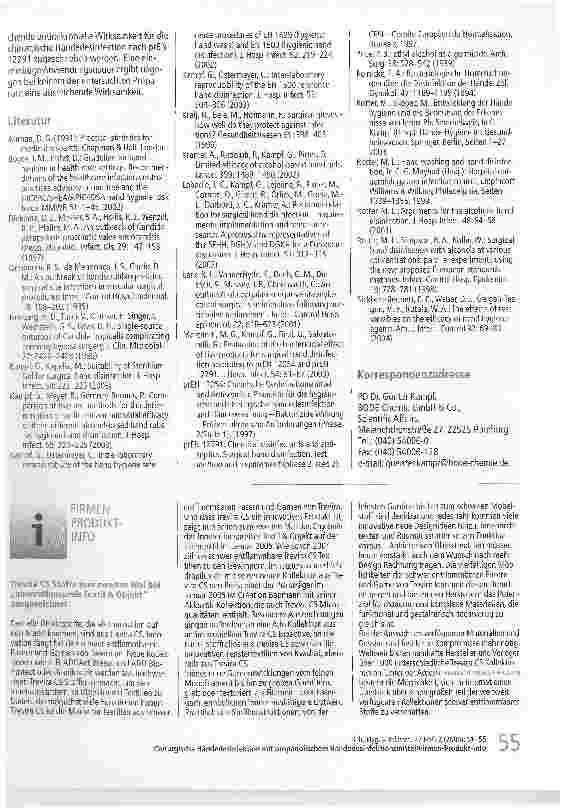 Vorschauseite 5: Chirurgische Händedesinfektion mit einem propanolischen Händedesinfektionsmittel: Äquivalenz kürzerer Einwirkzeiten