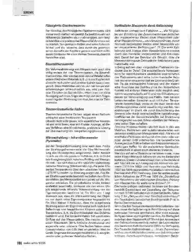 Vorschauseite 5: Messung der TemperaturHistorie, Messverfahren, Messgeräte, Kalibrierung