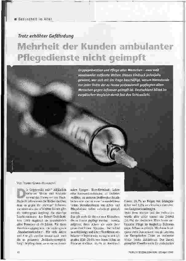 Vorschauseite 1: Mehrheit der Kunden ambulanter Pflegedienste nicht geimpfttrotz erhöhter Gefährdung