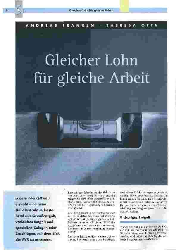 Vorschauseite 1: Gleicher Lohn für gleiche Arbeit