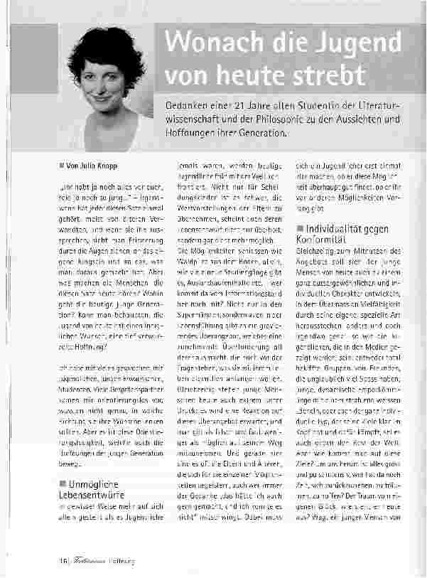 Vorschauseite 1: Wonach die Jugend von heute strebt
