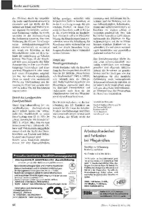 Vorschauseite 2: Obhutspflicht endetbei Privatsphäre des Bewohners