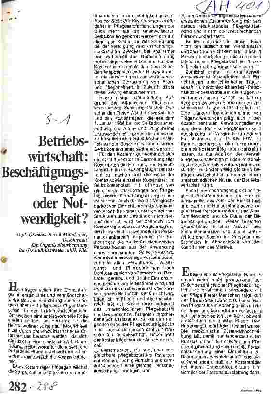 Vorschauseite 1: Betriebswirtschaft: Beschäftigungstherapie oder Notwendigkeit?
