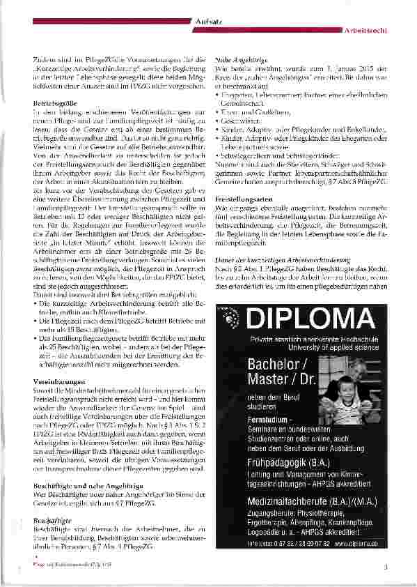 Vorschauseite 2: Pflegezeiten 2015: Alle Klarheiten beseitigt?
