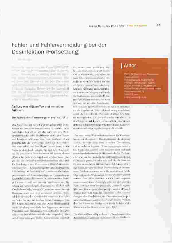 Vorschauseite 1: Fehler und Fehlervermeidung bei der Desinfektion (Fortsetzung)