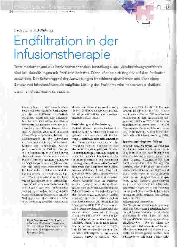 Vorschauseite 1: Endfiltration in der Infusionstherapie