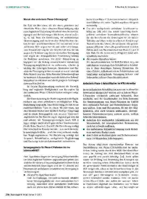 Vorschauseite 2: Ergebnisse der Phase-C-Rehabilitation im ambulanten Setting - Erfahrungen eines multidisziplinären RehaTeams mit 200 Patienten in 6 Jahren