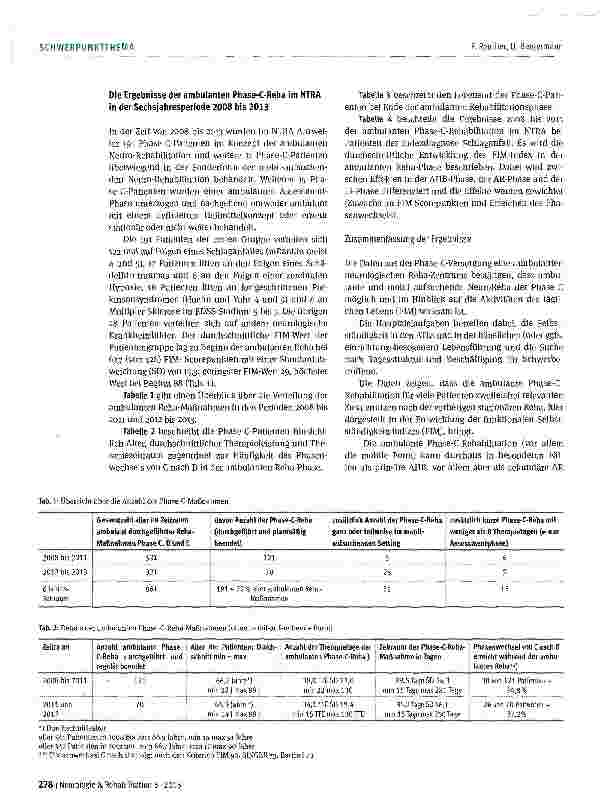 Vorschauseite 4: Ergebnisse der Phase-C-Rehabilitation im ambulanten Setting - Erfahrungen eines multidisziplinären RehaTeams mit 200 Patienten in 6 Jahren