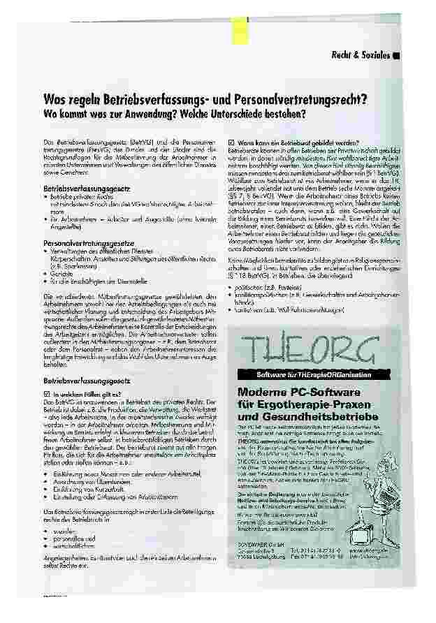 Vorschauseite 1: Was regeln Befriebsverfassungsund Personalvertretungsrecht?