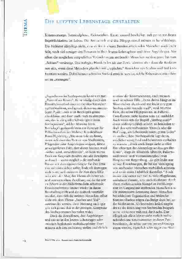 Vorschauseite 1: DIE LETZTEN LEBENSTAGE GESTALTEN