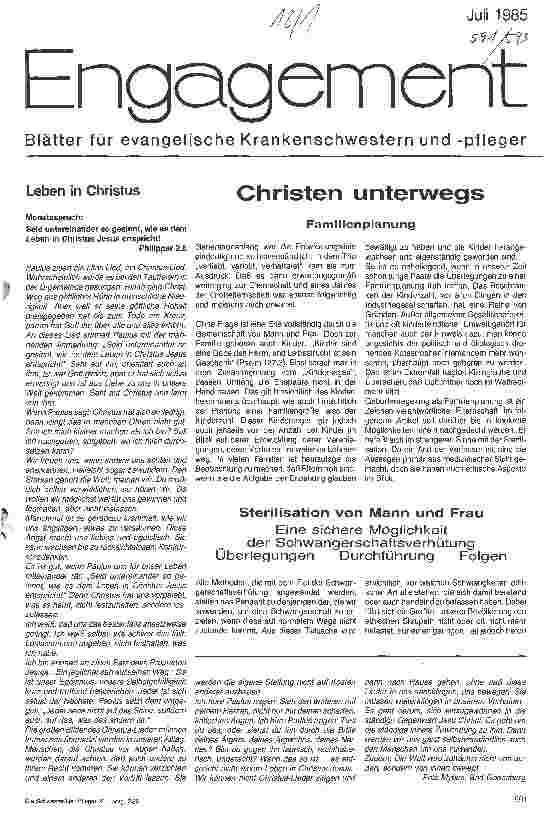 Vorschauseite 1: Christen unterwegs Familienplanung