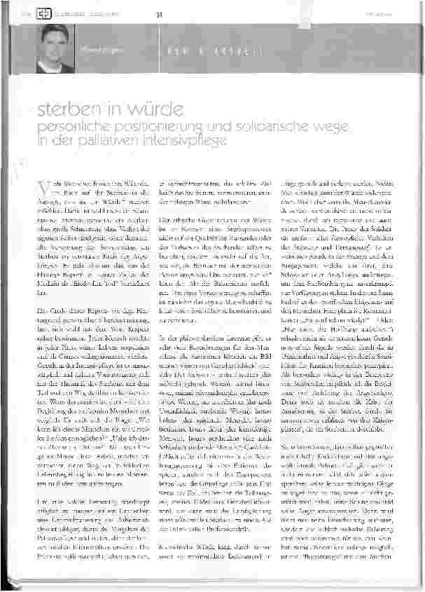 Vorschauseite 1: sterben in würdepersönliche Positionierung und solidarische wege in der palliativen intensivpflege