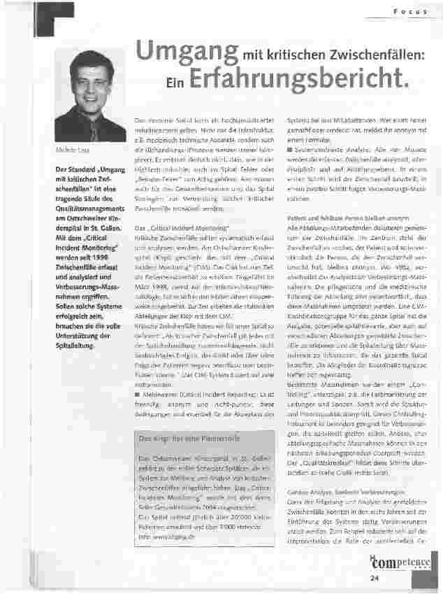 Vorschauseite 1: Umgang mit kritischen Zwischenfällen:Ein Erfahrungsbericht