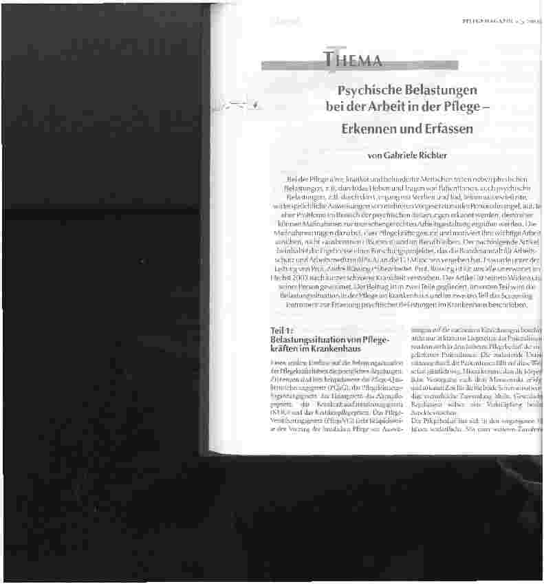 Vorschauseite 1: Psychische Belastungen bei der Arbeit in der PflegeErkennen und Erfassen