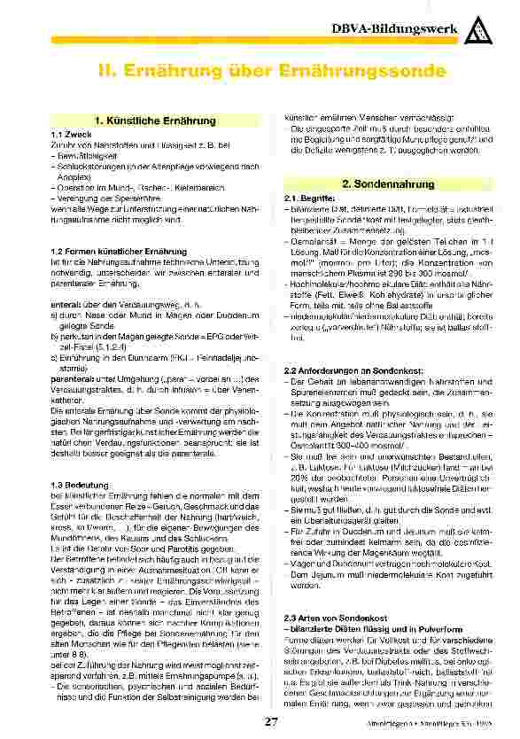 Vorschauseite 1: Ernährung über Ernährungssonde