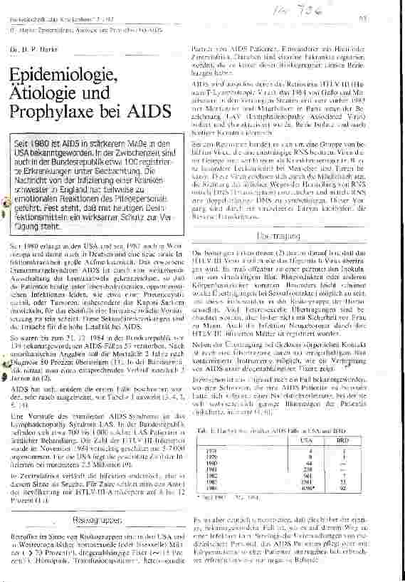 Vorschauseite 1: Epidemiologie, Ätiologie und Prophylaxe bei AIDS