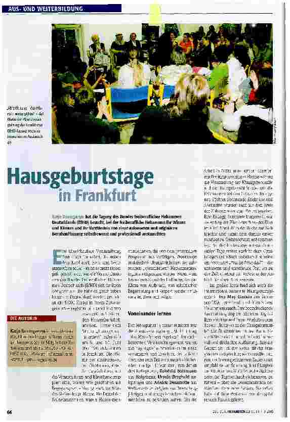 Vorschauseite 1: Hausgeburtstage in Frankfurt