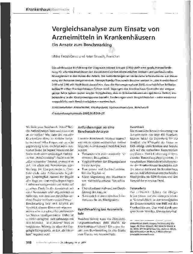 Vorschauseite 1: Vergleichsanalyse zum Einsatz von Arzneimitteln in Krankenhäusern