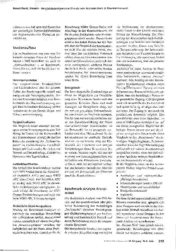 Vorschauseite 2: Vergleichsanalyse zum Einsatz von Arzneimitteln in Krankenhäusern