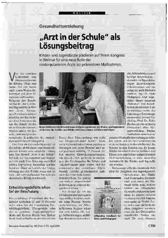 Vorschauseite 1: Arzt in der Schule als Lösungsbeitrag