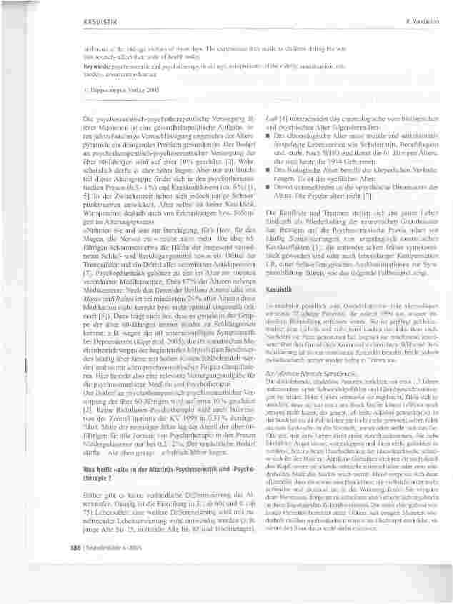 Vorschauseite 2: Zur Psychosomatik und Psychotherapie von Störungen im Alterungsprozess