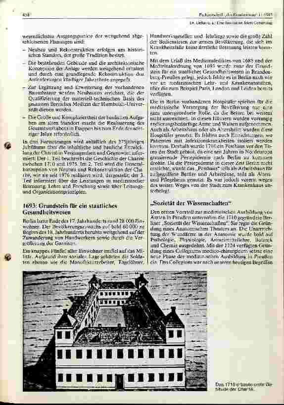 Vorschauseite 2: Eine Institution feiert Geburstag 275 Jahr Berliner Charite