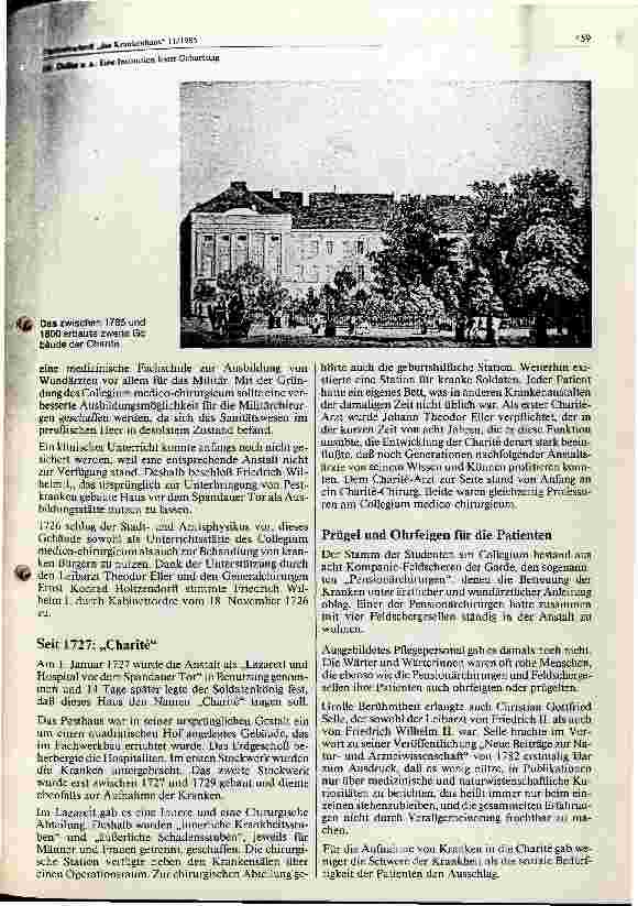 Vorschauseite 3: Eine Institution feiert Geburstag 275 Jahr Berliner Charite