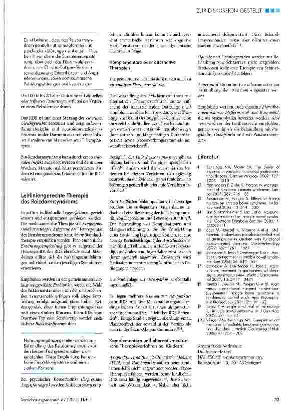 Vorschauseite 2: Alternativmedizinische Behandlung beim Reizdarmsyndrom Was sagen die Leitlinien?