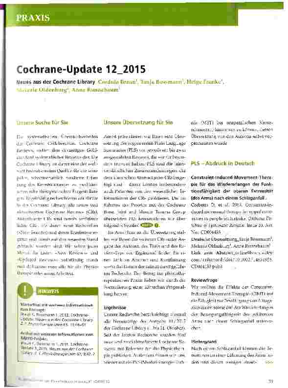 Vorschauseite 1: Cochrane-Update 12_2015