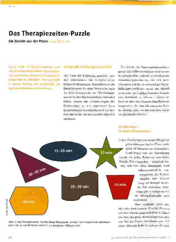 Vorschauseite 1: Das Therapiezeiten-Puzzle Ein Bericht aus der Praxis