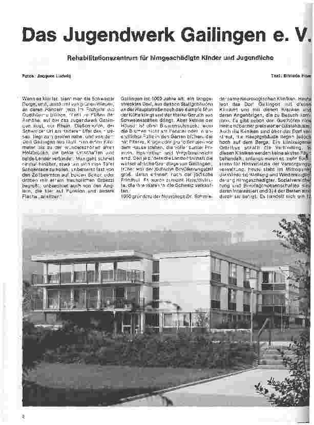 Vorschauseite 1: Rehabilitationszentrum für hirngeschädigte Kinder und Jugendliche Gespräch mit Frau Oberin Charlotte Stöcker