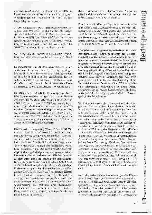 Vorschauseite 4: Übernahme von Kosten der häuslichen Krankenpflege