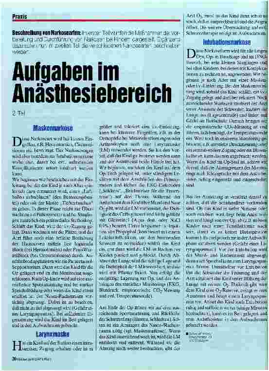 Vorschauseite 1: Aufgaben im Anästhesiebereich