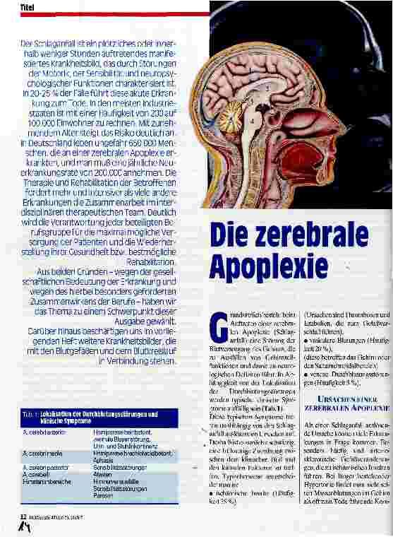 Vorschauseite 1: Die zerebrale Apoplexie