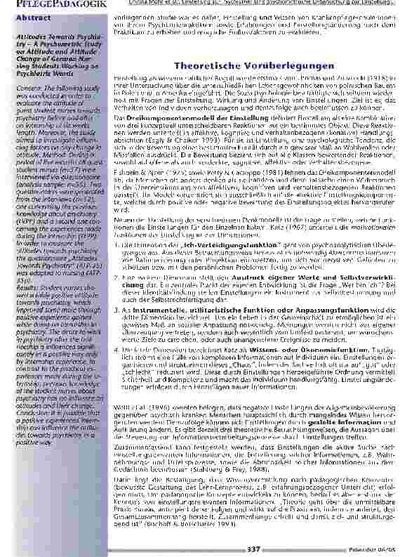 Vorschauseite 2: Einstellung zur Psychiatrie: Eine psychometrische Untersuchung zur Einstellung und Einstellungsänderung