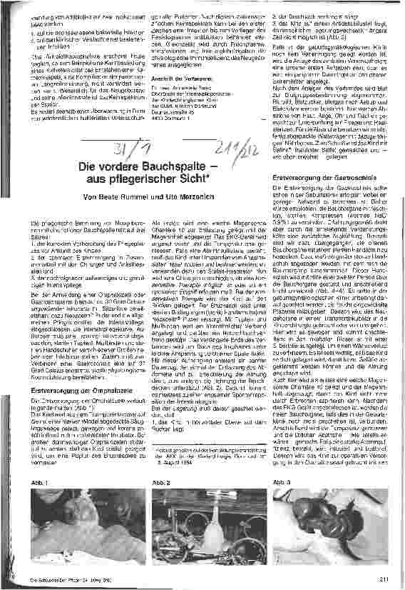 Vorschauseite 1: Die vordere Bauchspalte - aus pflegerischer Sicht