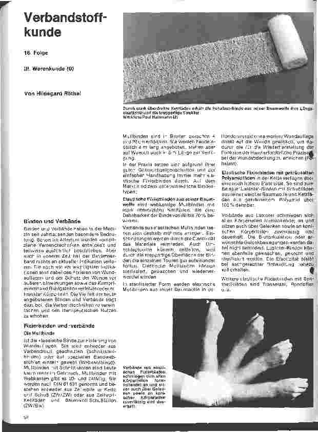 Vorschauseite 1: Verbandstoffkunde 16. Folge: III. Warenkunde (9)