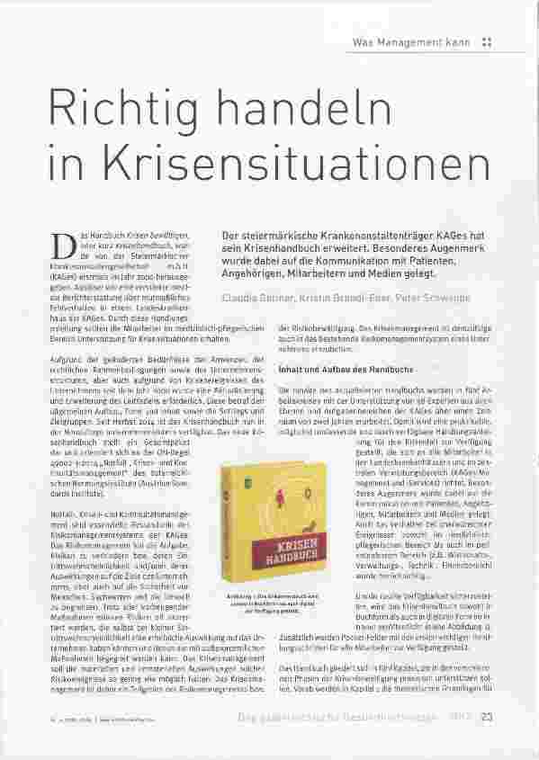 Vorschauseite 1: Richtig handeln in Krisensituationen
