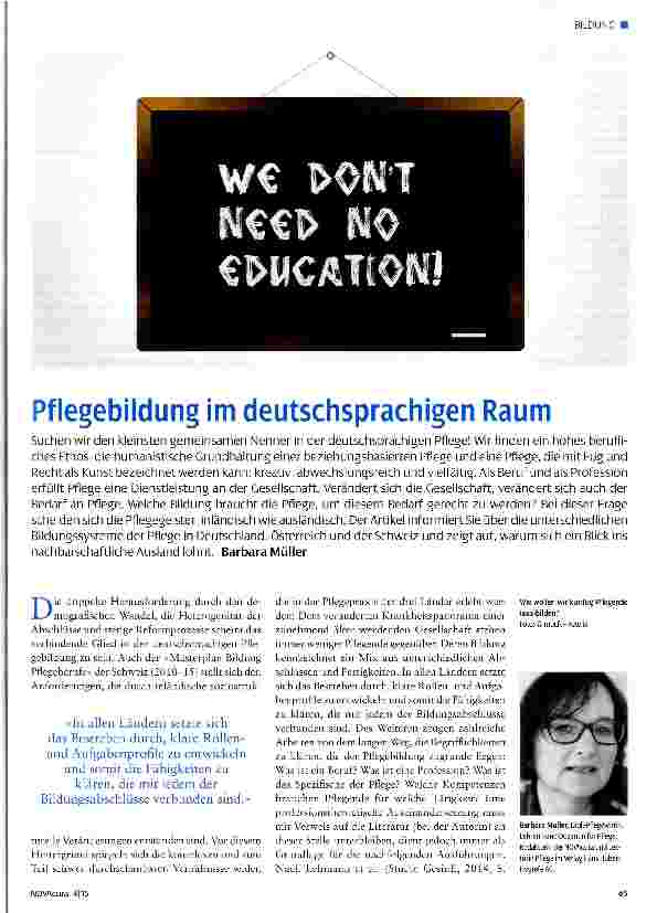 Vorschauseite 1: Pflegebildung im deutschsprachigen Raum