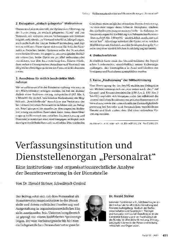 Vorschauseite 1: Verfassungsinstitution und Dienststellenorgan „Personalrat