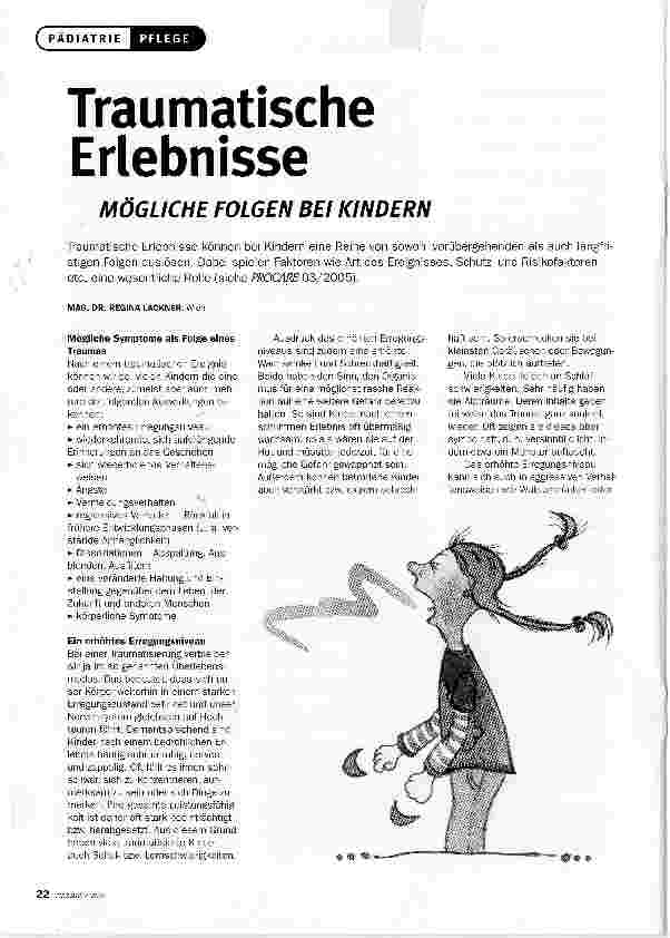 Vorschauseite 1: Traumatische ErlebnisseMÖGLICHE FOLGEN BEI KINDERN