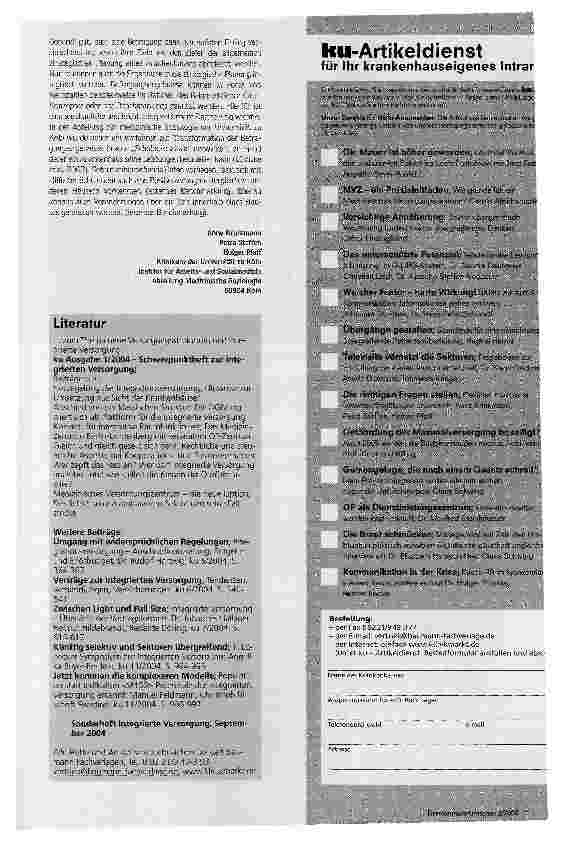 Vorschauseite 3: Die richtigen Fragen stellenFlexibler, modularer Einweiserfragebogen entwickelt