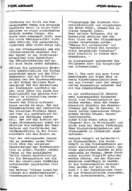 Vorschauseite 2: Bericht über das 1. Immenstadter Fortbildungssymposium am 26. und 27.04.1985