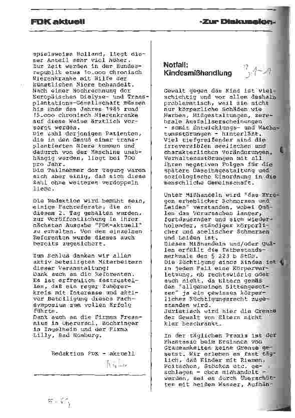 Vorschauseite 3: Bericht über das 1. Immenstadter Fortbildungssymposium am 26. und 27.04.1985