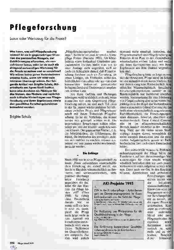 Vorschauseite 1: Pflegeforschung Luxus oder Werkzeug für die Praxis?