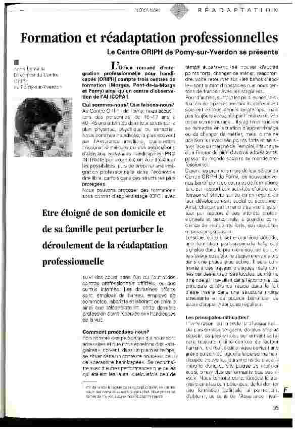 Vorschauseite 1: Formation et réadaptation professionnelles