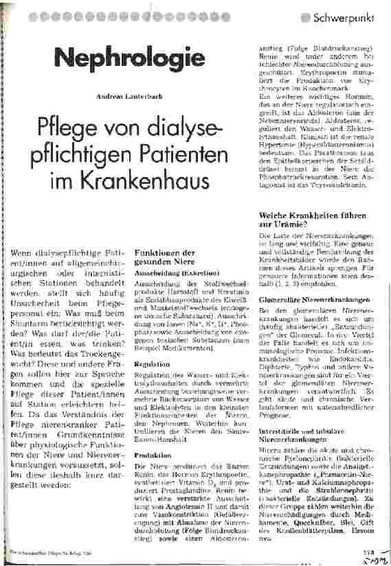 Vorschauseite 1: Pflege von dialysepflichtigen Patienten im Krankenhaus